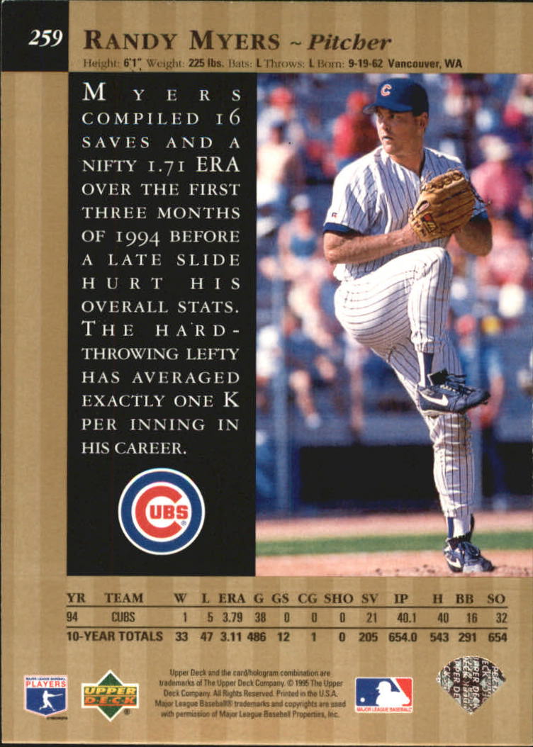 1995 Upper Deck Special Edition #259 Randy Myers back image