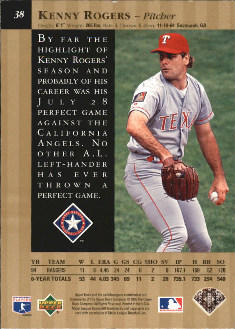 1995 Upper Deck Special Edition Gold #38 Kenny Rogers back image