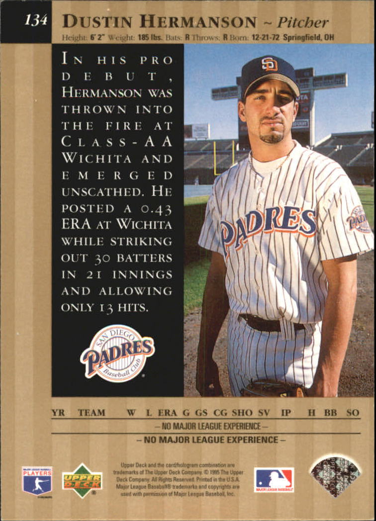 1995 Upper Deck Special Edition Gold #134 Dustin Hermanson back image