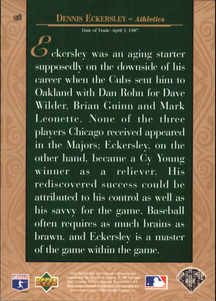 1995 Upper Deck Steal of a Deal #SD9 Dennis Eckersley back image