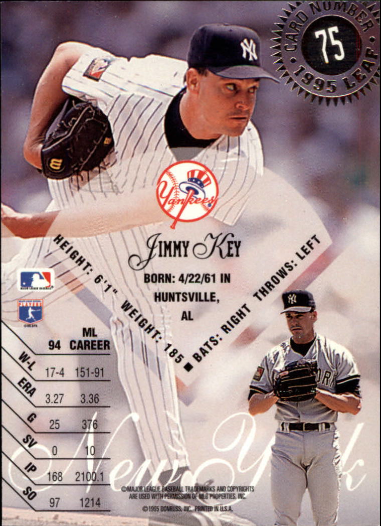 1995 Leaf #75 Jimmy Key back image