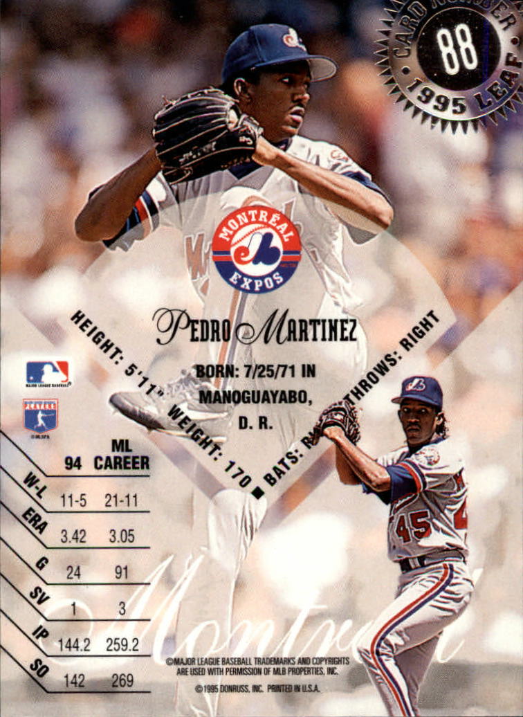 1995 Leaf #88 Pedro Martinez back image