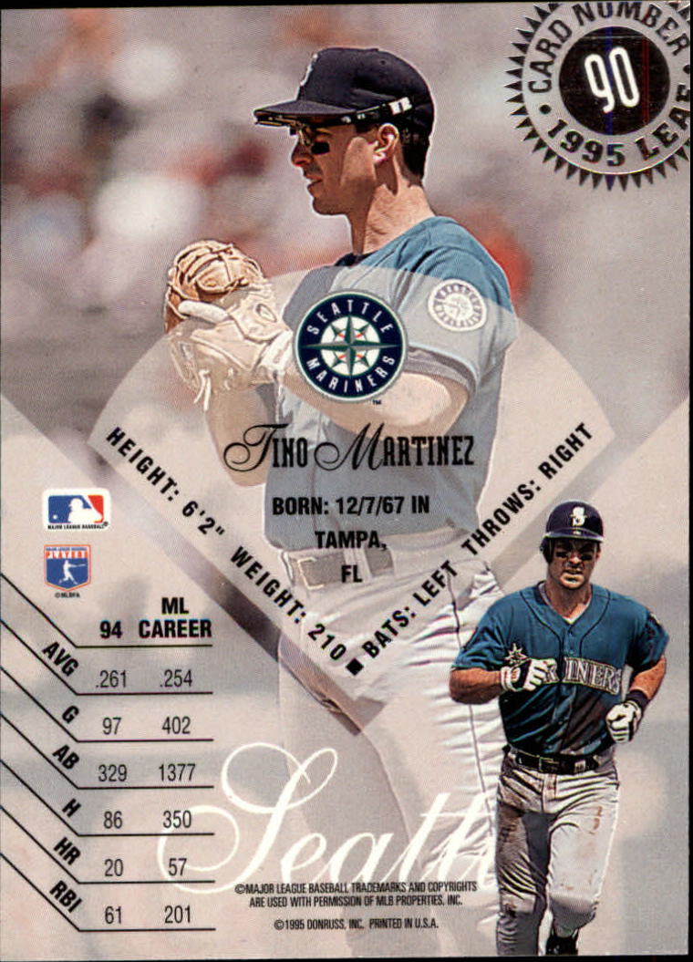 1995 Leaf #90 Tino Martinez back image