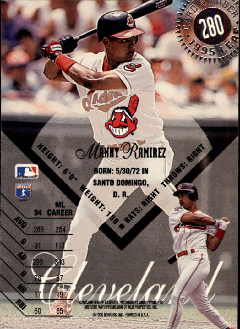 1995 Leaf #280 Manny Ramirez back image