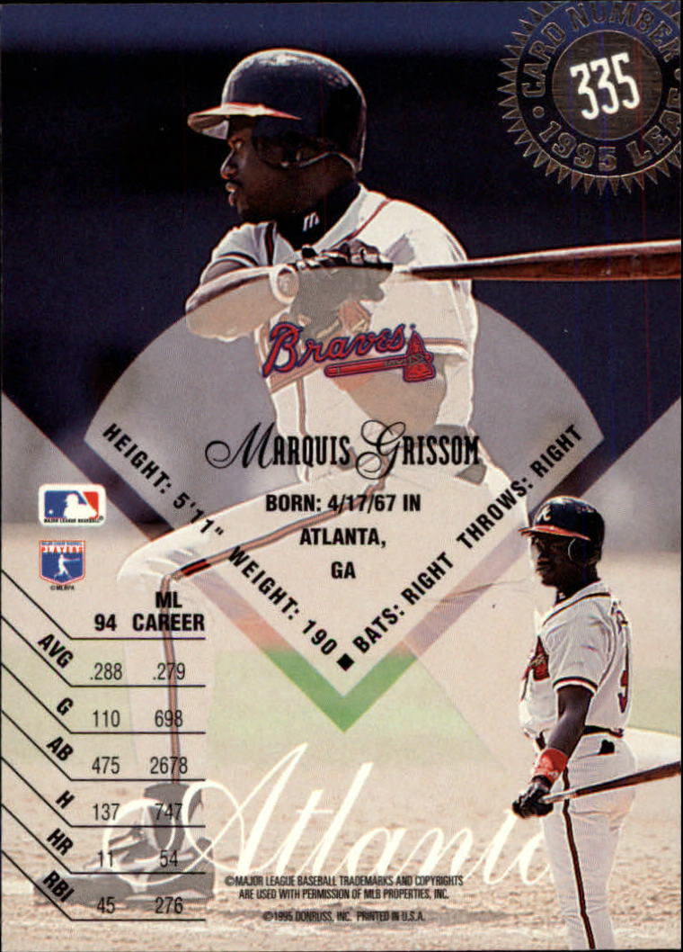 1995 Leaf #335 Marquis Grissom back image