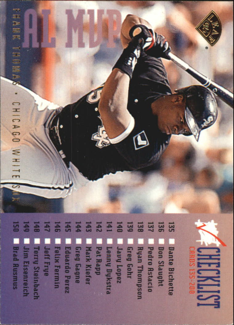 1995 Leaf Baseball "Checklists" Insert Cards - Picture 6 of 17
