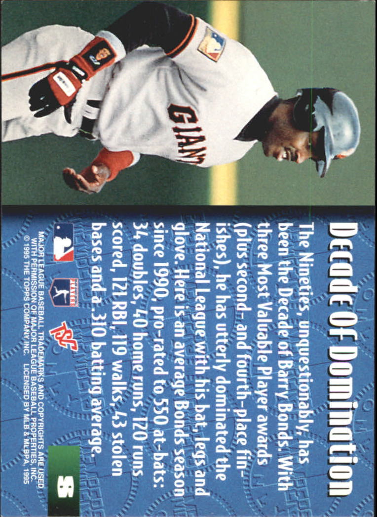 1995 Stadium Club Members Only 50 #8 Barry Bonds back image