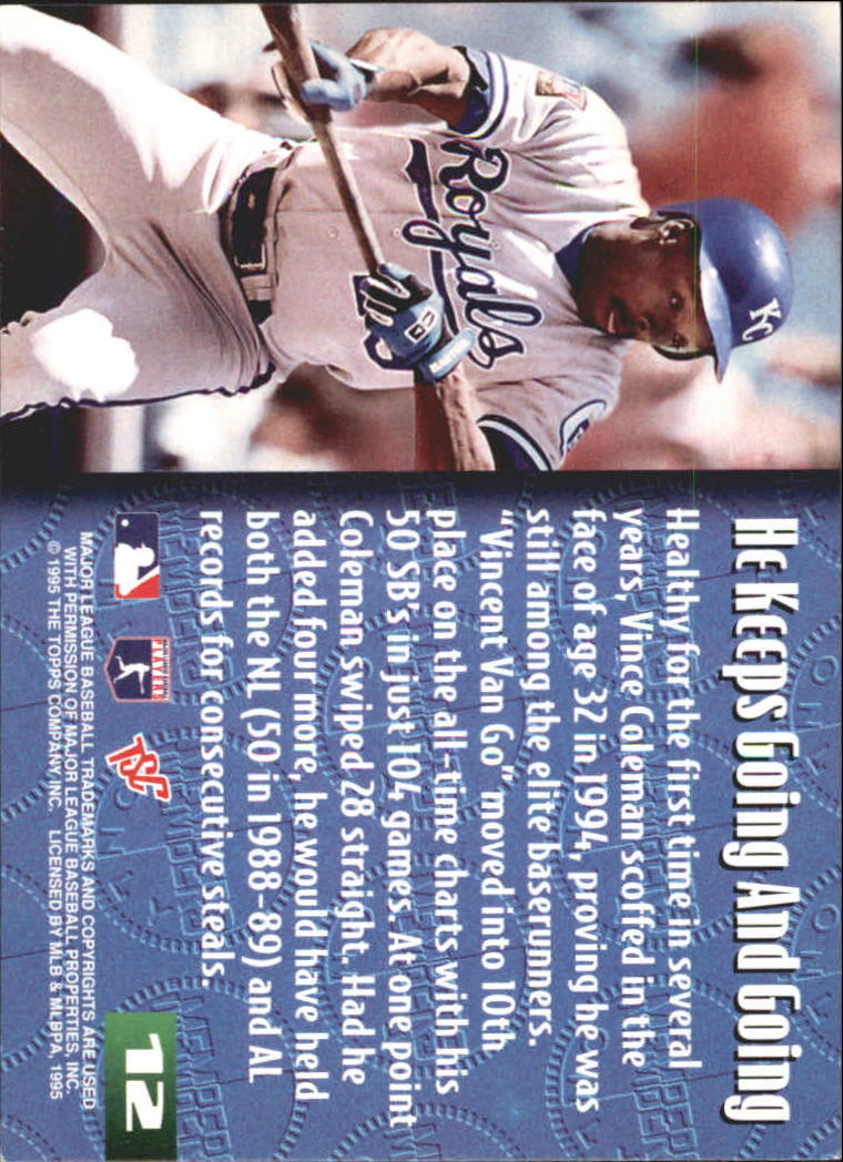 1995 Stadium Club Members Only 50 #12 Vince Coleman back image