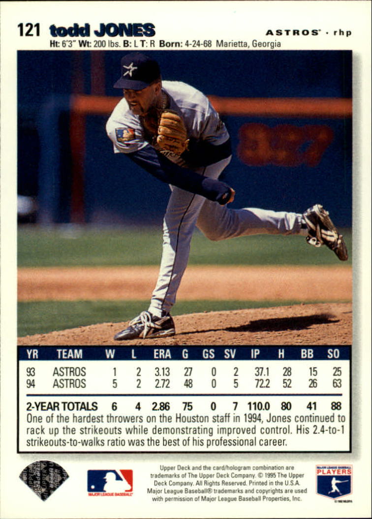 1995 Collector's Choice #121 Todd Jones back image