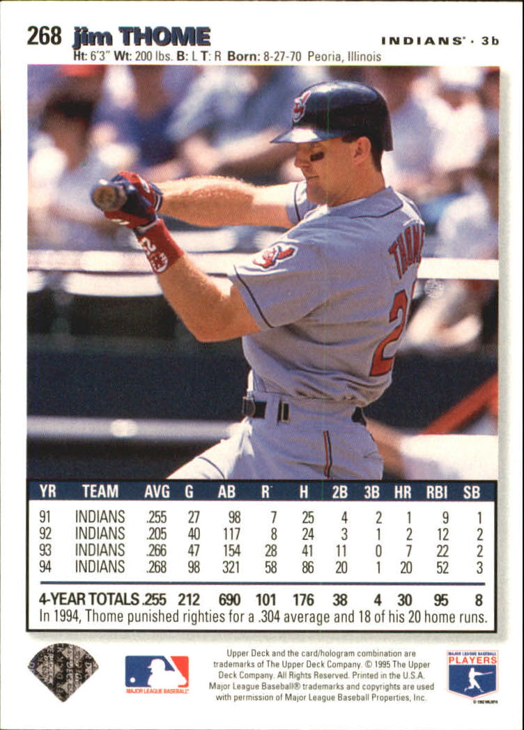1995 Collector's Choice Silver Signature #268 Jim Thome back image