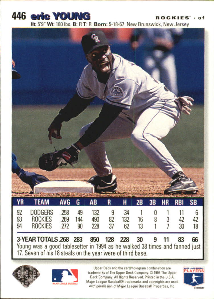 1995 Collector's Choice Silver Signature #446 Eric Young back image