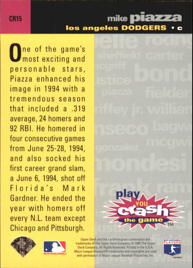 1995 Collector's Choice Crash the Game Exchange #15 Mike Piazza back image