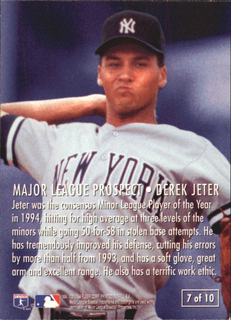 1995 Fleer Major League Prospects #7 Derek Jeter back image