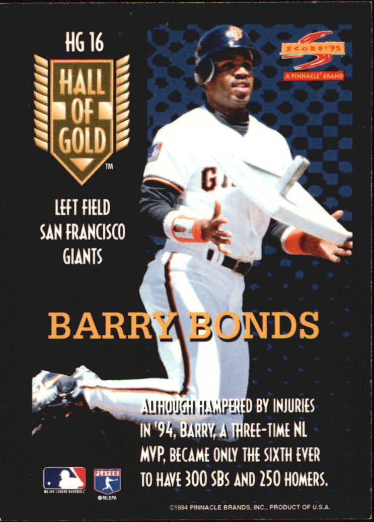 1995 Score Hall of Gold #HG16 Barry Bonds back image