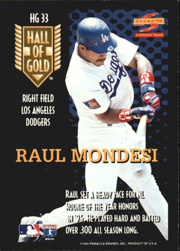 1995 Score Hall of Gold #HG33 Raul Mondesi back image