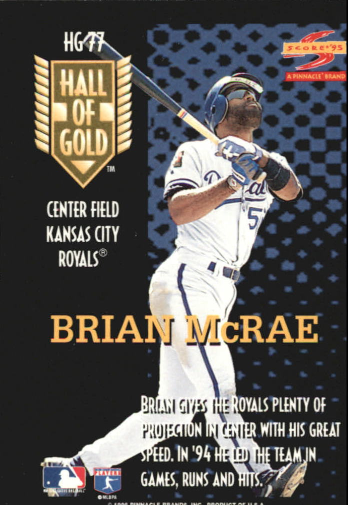 1995 Score Hall of Gold #HG77 Brian McRae back image