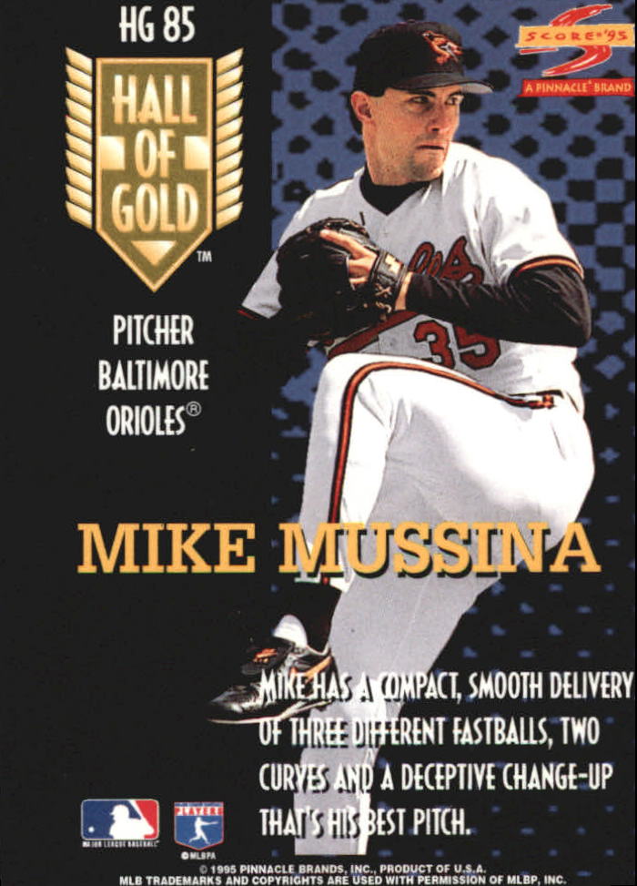 1995 Score Hall of Gold #HG85 Mike Mussina back image
