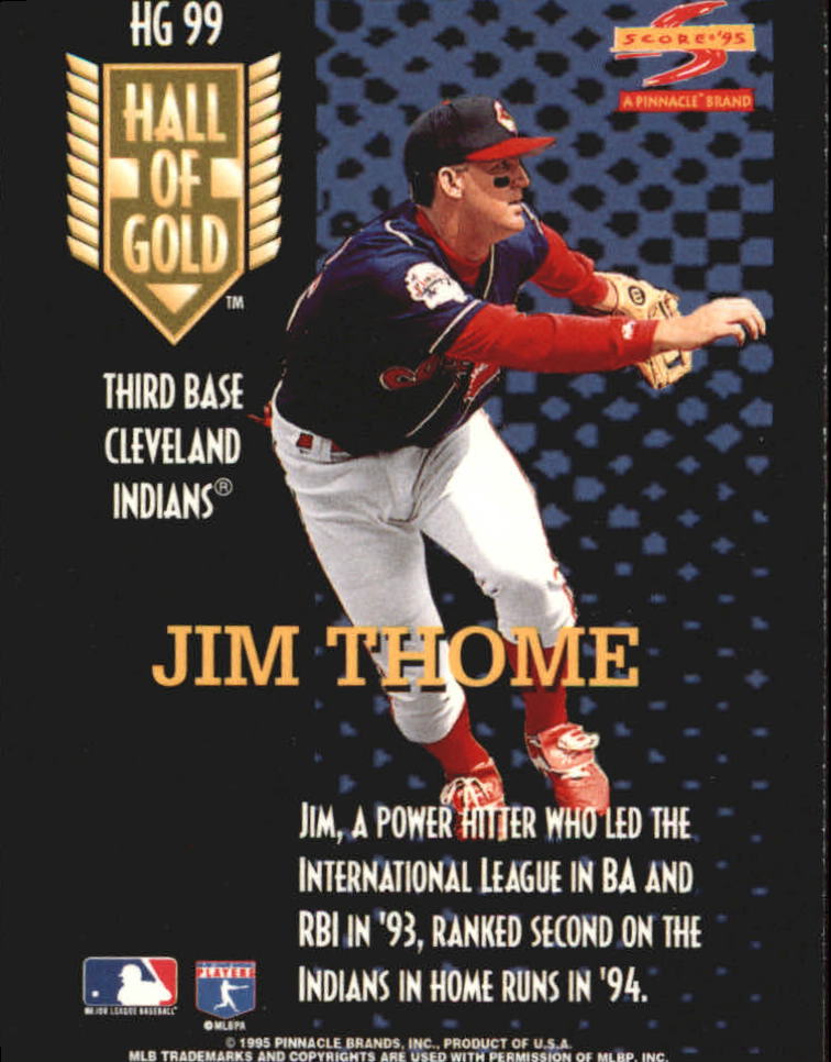 1995 Score Hall of Gold #HG99 Jim Thome back image