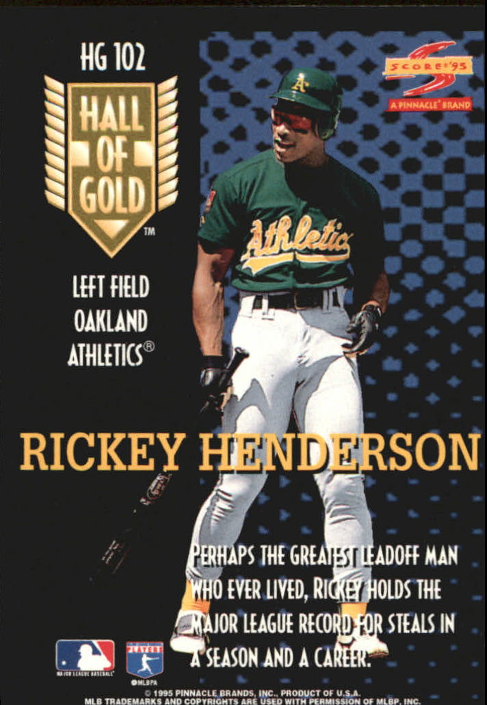 1995 Score Hall of Gold #HG102 Rickey Henderson back image