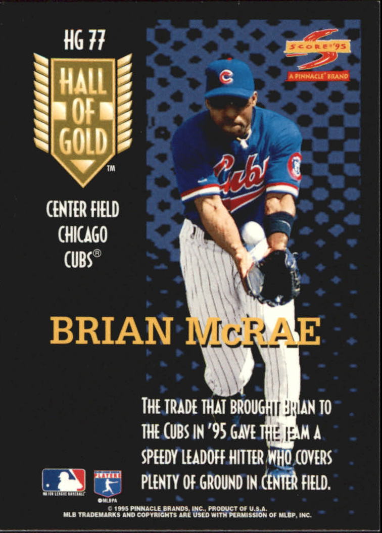 1995 Score Hall of Gold You Trade Em #HG77T Brian McRae back image