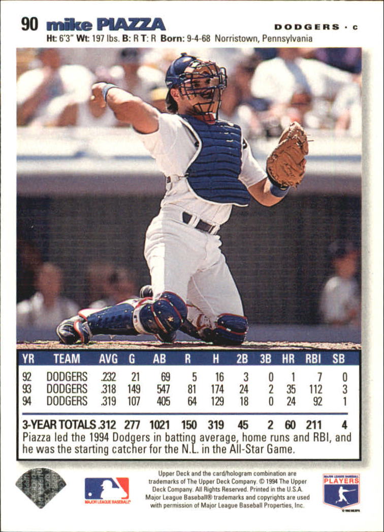 1995 Collector's Choice SE Silver Signature #90 Mike Piazza back image