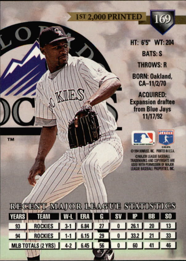 1995 Donruss Press Proofs #169 Marcus Moore back image
