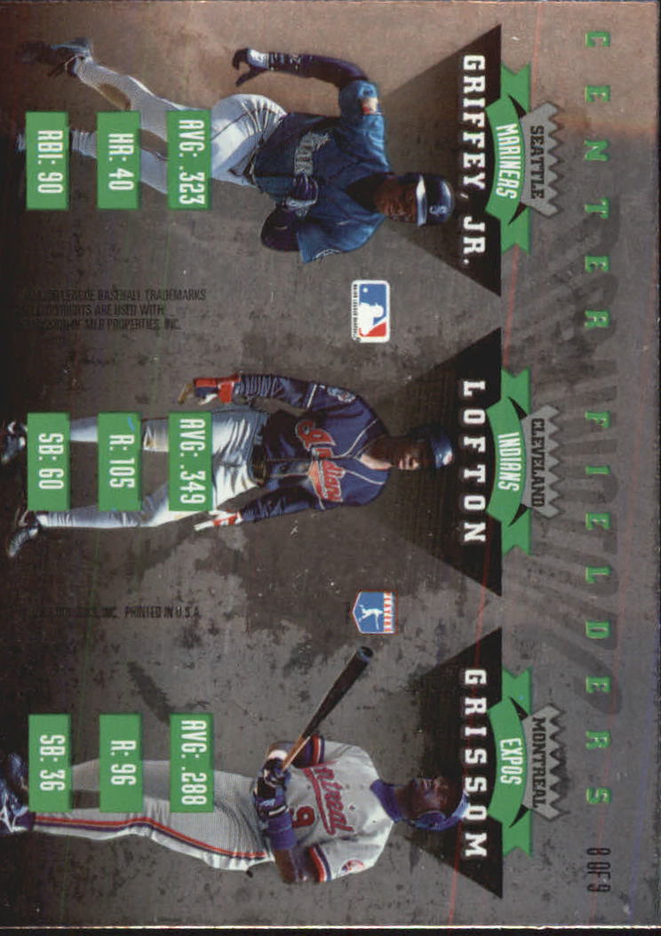 1995 Donruss Dominators #8 Griffey/Lofton/Grissom back image