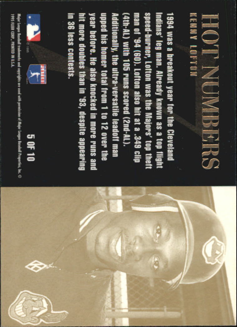 1995 Flair Hot Numbers #5 Kenny Lofton back image