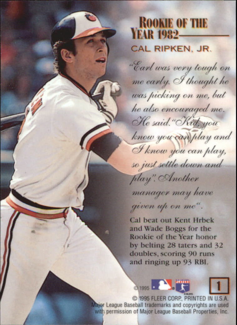 1995 Flair Ripken #1 Cal Ripken/Rookie of the Year - Enduring - NM-MT