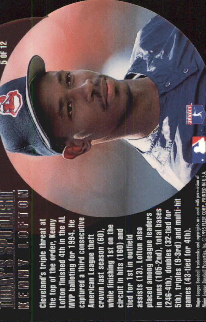 1995 Flair Today's Spotlight #5 Kenny Lofton back image