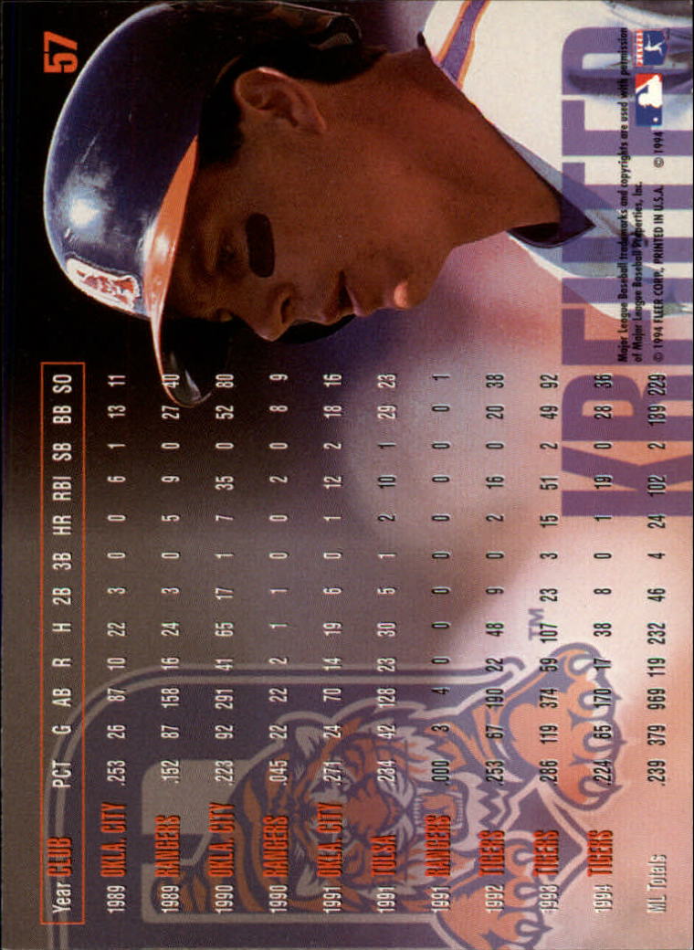 1995 Fleer #57 Chad Kreuter back image