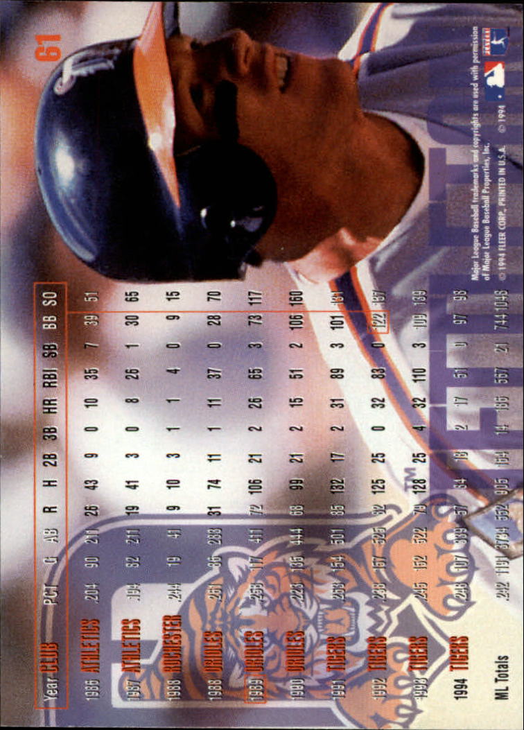 1995 Fleer #61 Mickey Tettleton back image