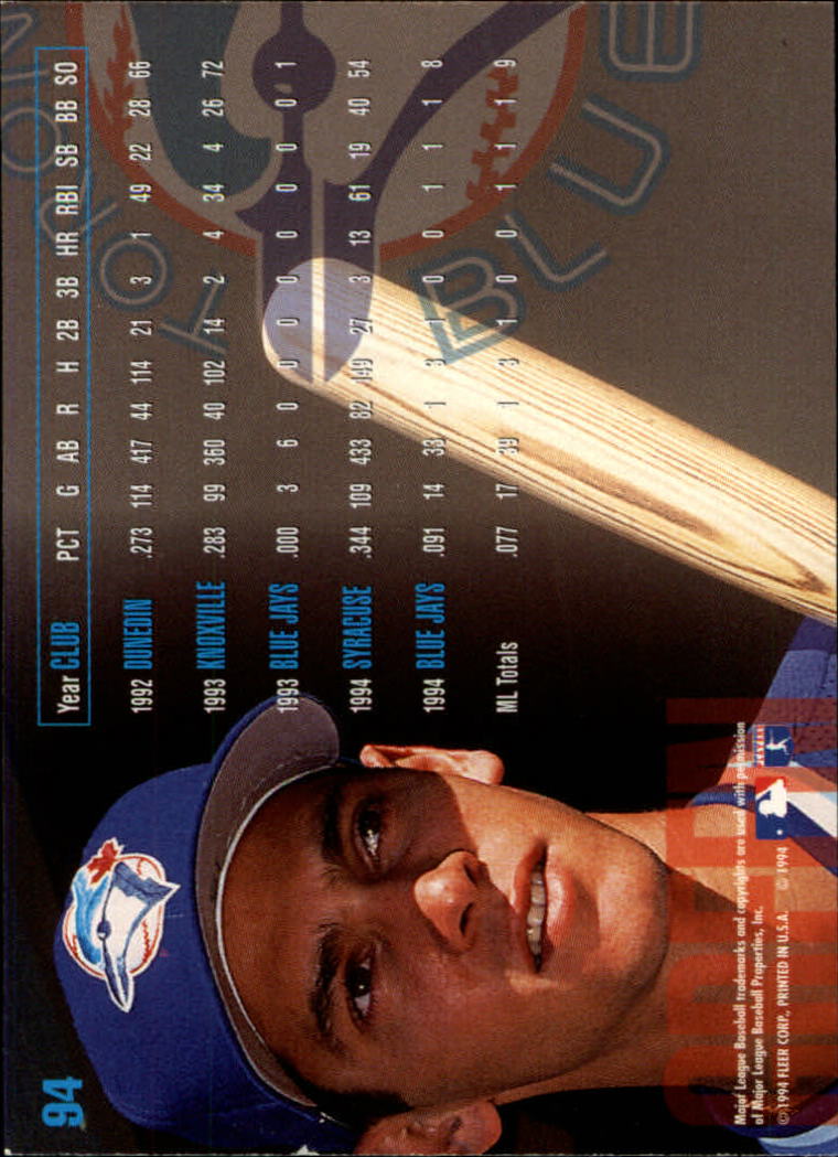 1995 Fleer #94 Shawn Green back image