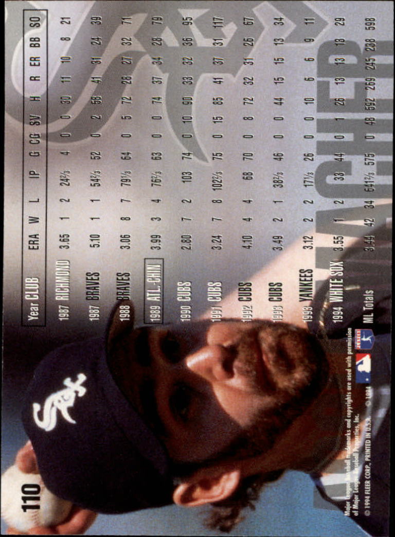 1995 Fleer #110 Paul Assenmacher back image