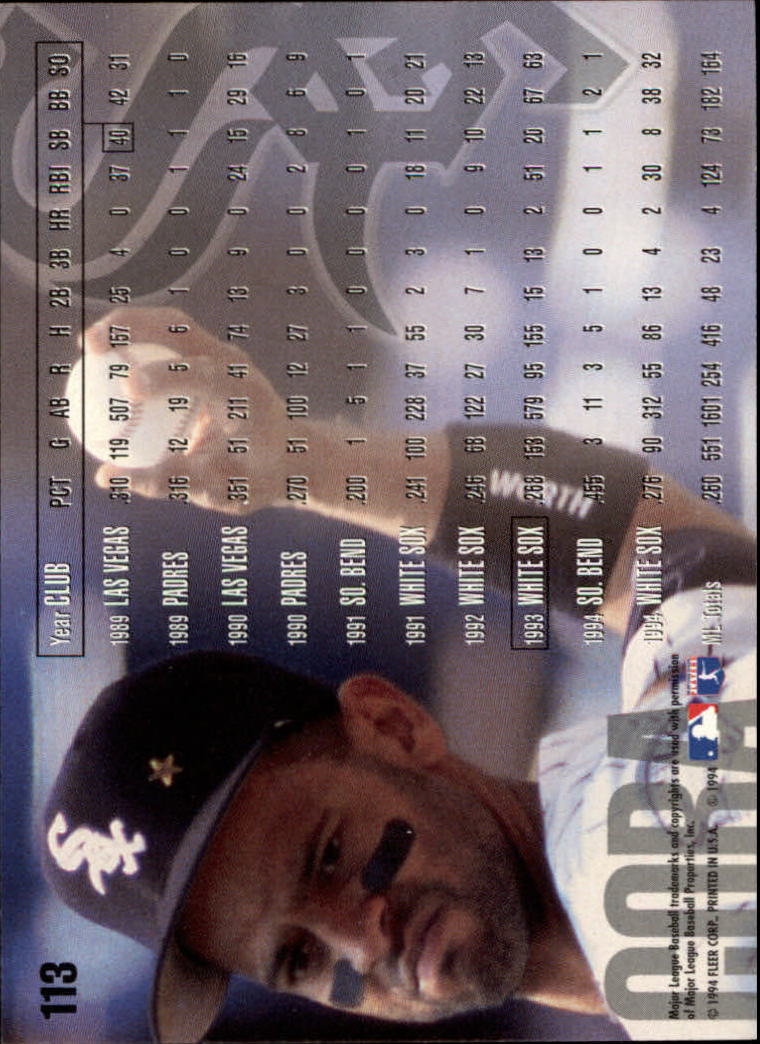 1995 Fleer #113 Joey Cora back image