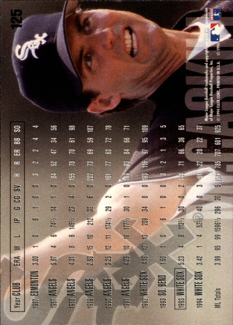 1995 Fleer #125 Kirk McCaskill back image