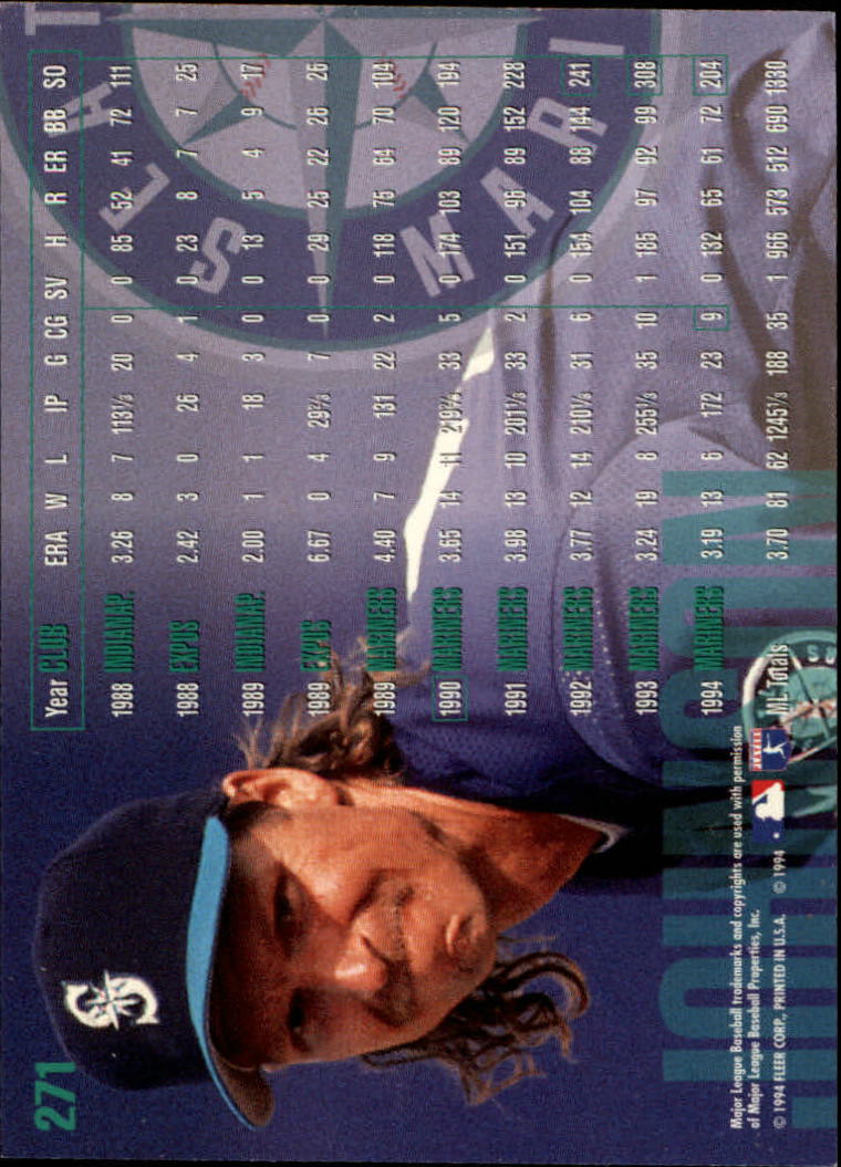 1995 Fleer #271 Randy Johnson back image