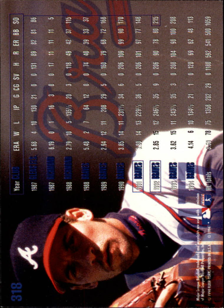 1995 Fleer #318 John Smoltz back image