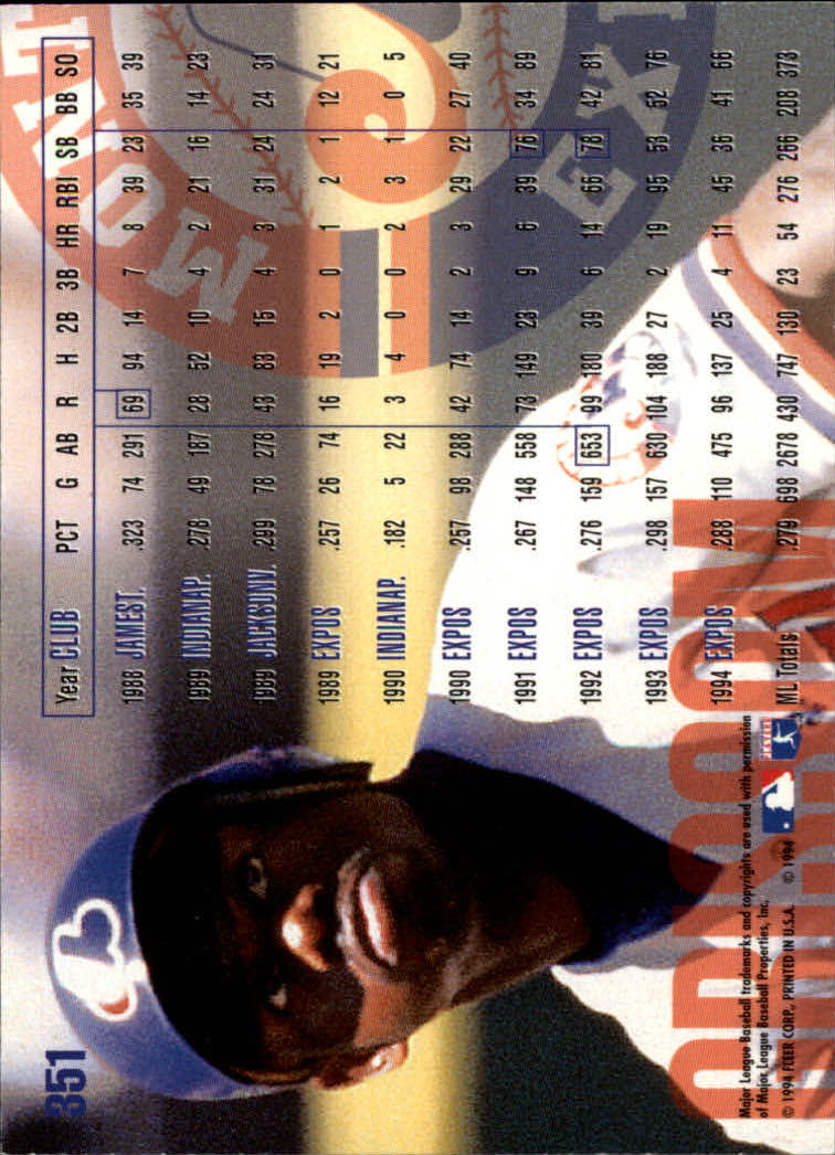1995 Fleer #351 Marquis Grissom back image