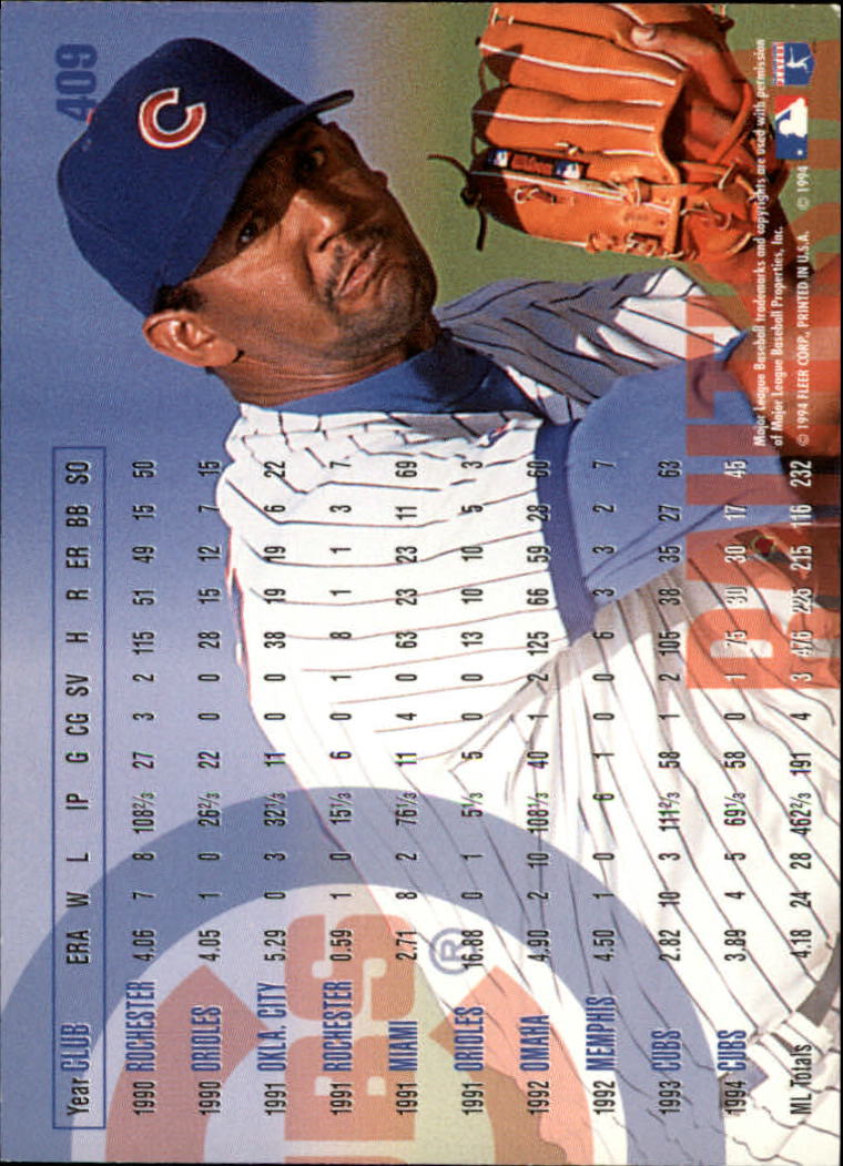 1995 Fleer #409 Jose Bautista back image