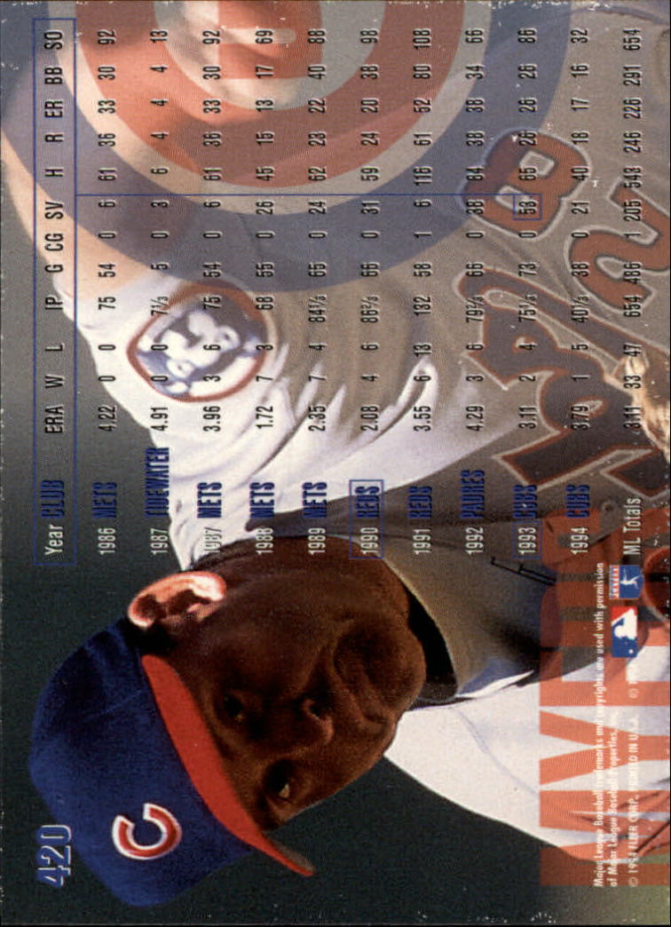 1995 Fleer #420 Randy Myers back image