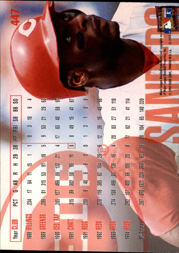 1995 Fleer #447 Reggie Sanders back image