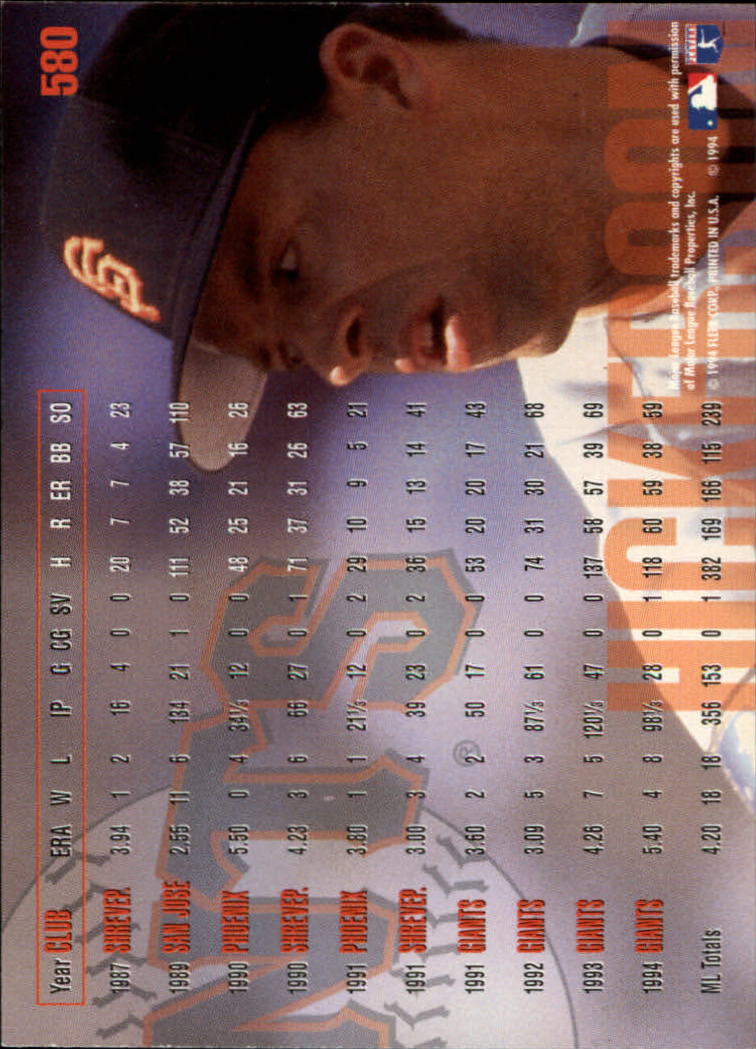 1995 Fleer #580 Bryan Hickerson back image