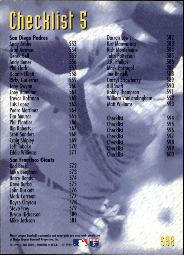 B2004- 1995 Fleer Baseball Cards 501-600 +Inserts -You Pick- 15+ FREE US SHIP - Picture 177 of 205