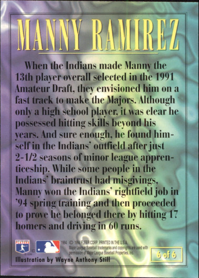 1995 Fleer Pro-Visions #6 Manny Ramirez back image