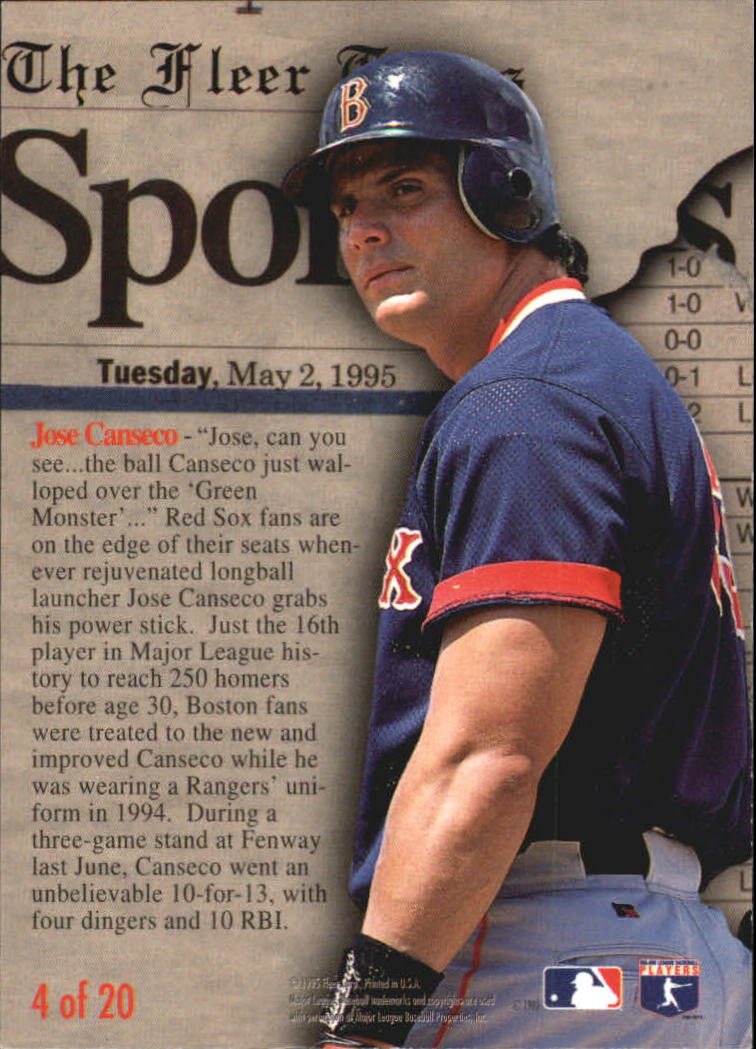 1995 Fleer Update Headliners #4 Jose Canseco back image