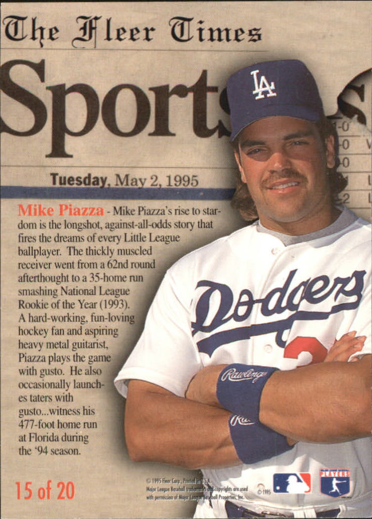 1995 Fleer Update Headliners #15 Mike Piazza back image