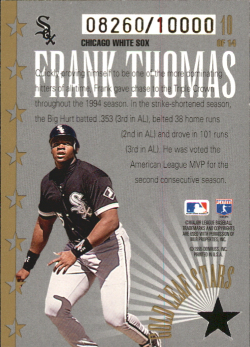 1995 Leaf Gold Stars #10 Frank Thomas back image