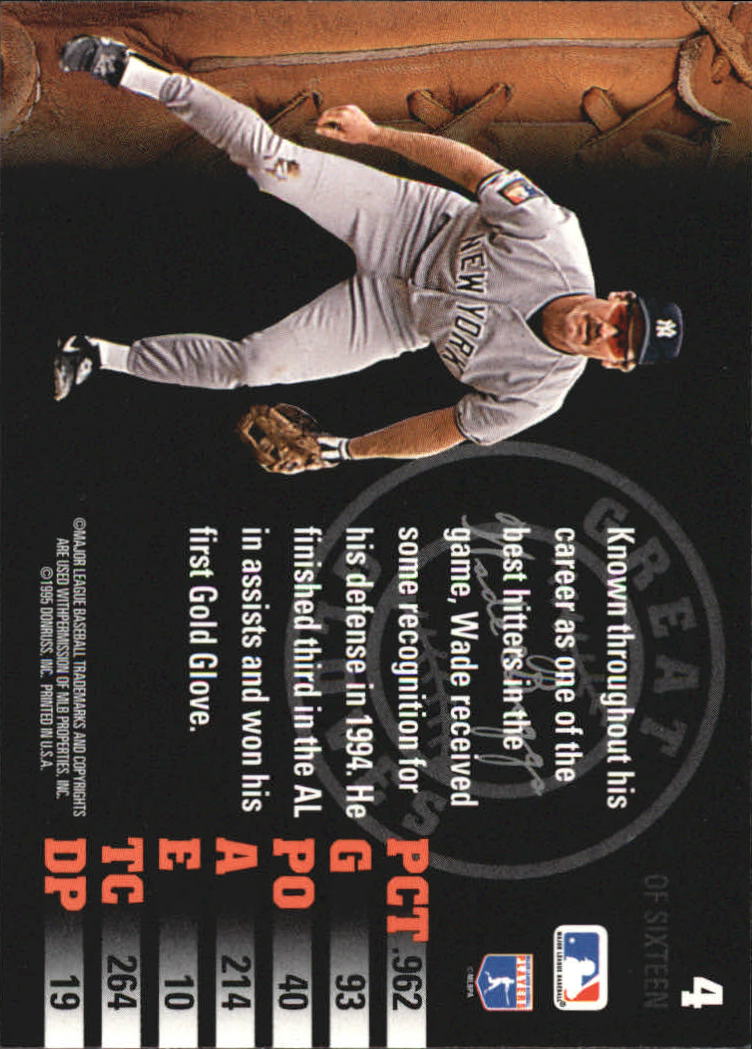 1995 Leaf Great Gloves #4 Wade Boggs back image