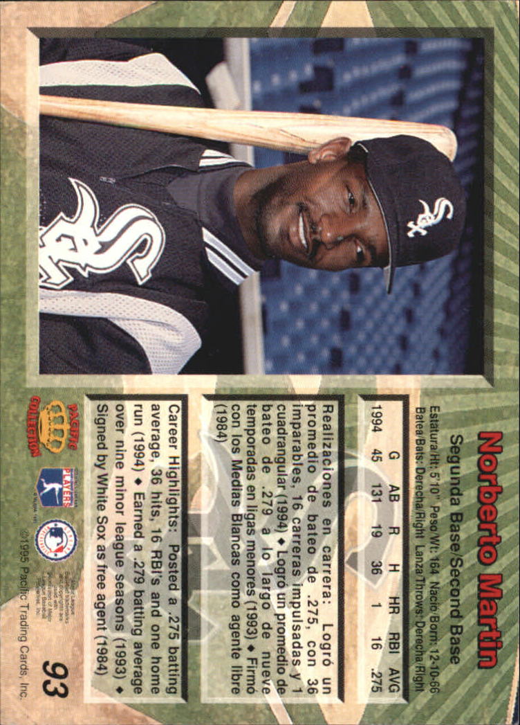 B1554- 1995 Pacific Baseball Cards 1-250 +Rookies -You Pick- 15+ FREE US SHIP - Picture 177 of 447